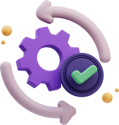 Gear setting Quality control, 3d Illustration